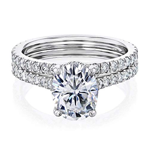 Kobelli 2.1ct Oval Forever One Moissanite Drop Halo Bridal Set - white-gold / 5.0