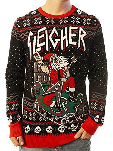 Ugly Christmas Party Unisex Ugly Christmas Sweater Sleigher-Medium Sleigher Black