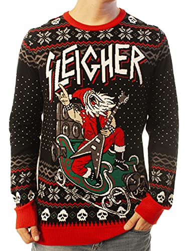 Ugly Christmas Party Unisex Ugly Christmas Sweater Sleigher-XL Sleigher Black