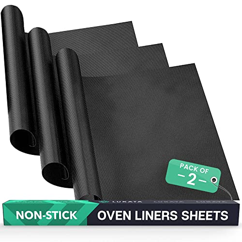 Large Heavy Duty Oven Liner (2 Pack) - Teflon Oven Liners for Bottom of Oven for Gas, Electric and Fan Assisted Ovens - Reusable Non-Stick Oven Mats for Bottom of Oven - BPA Free