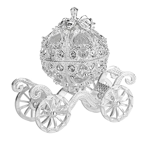 HEYCAHVA Cinderella Carriage Jewelry Box for Girls - Crystal Jewelry Box Cinderella Carriage Centerpiece Home Decor Gift for Girls Ages 6-8, Ring Earrings Necklace Storage Box, Birthday Christmas Gift