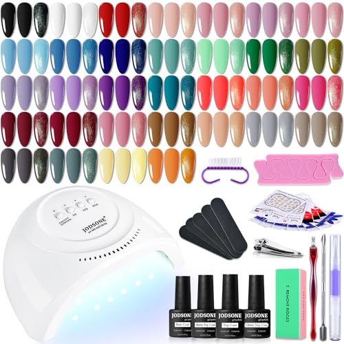 JODSONE Gel Nail Polish Kit with U V Light 36 PCS Classic Black and White Nude and Blue Purple Gel Polish Set with Manicure Tools Suitable for All Seasons Perfect Gifts for Manicure Lover