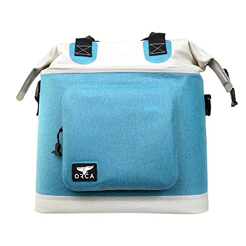 ORCA Walker Soft Side Tote Cooler | Temperature Insulated Bag Keeps Drinks Ice Cold All Day, Perfect for Beach, Park, Hikes, Picnics & More — Capri Blue/Grey