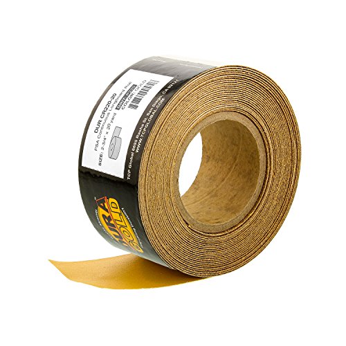Dura-Gold Premium 220 Grit Gold PSA Longboard Sandpaper 20 Yard Long Continuous Roll, 2-3/4' Wide - Self Adhesive Stickyback Sandpaper for Automotive, Woodworking Air File Sanders, Hand Sanding Blocks