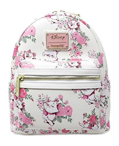 Loungefly x Disney The Aristocats Marie Floral Allover-Print Mini Backpack (White/Pink Multi, One Size)