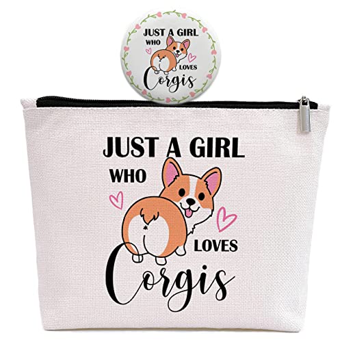 GevGuxLuo Corgi Gifts for Corgis Lovers, Corgi Makeup Bag for Women with Mirror, Corgi Birthday Gifts for Daughter Sister Bestie, Cute Corgi Themed Gifts Animal Lovers Gifts for Women Who Loves Corgis