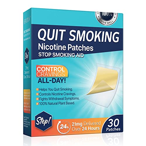 Fekux Quit Smoking Nicotine Patches Step 1, 21 mg Patches Delivered Over 24 Hours Nicotine Transdermal Patch 30 Count Easy and Effective Help to Quit That Work