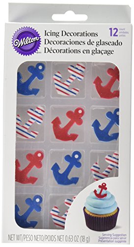 Wilton 710-7244 Nautical Theme Anchor Edible Cupcake Toppers