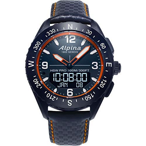 Alpina Men's Alpiner X Outdoor Connected Watch, Multi-Functional, Activity, Sleep, GPS, Message Notifications, Worldtimer, Digitial LED Screen, Sapphire Crystal, 45mm