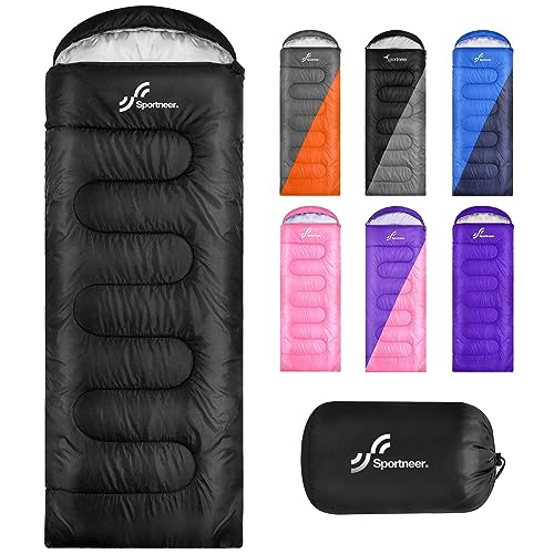 Sleeping Bags for Adults, Sportneer Sleeping Bag 3-4 Season Warm Weather Waterproof Lightweight Camping Sleeping Bag for Camping Backpacking Hiking Outdoor Travel