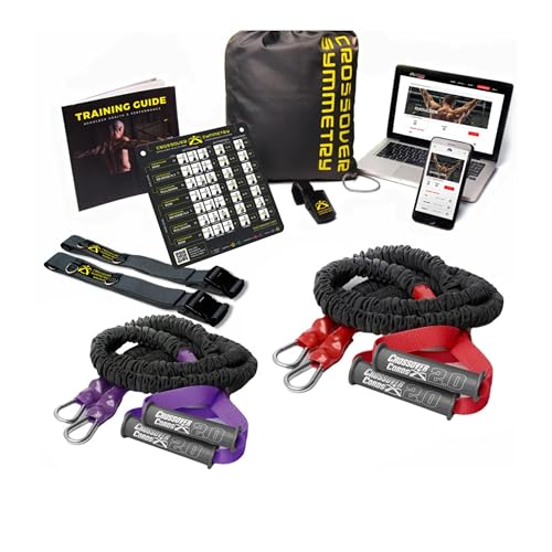Crossover Symmetry Shoulder System Includes Two Sets of Resistance Bands Attachments Training Guide Exercise Chart Online Workouts for Home Fitness Rehab Rotator Cuff Exercises (Athletic, Door Belts)