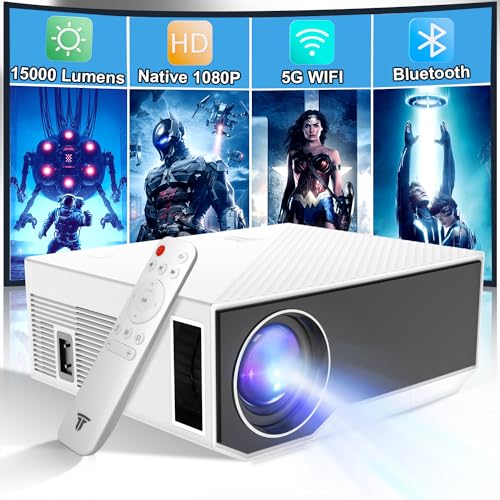 2023 Newest Projector, Wielio Native 1080P 15000 Lumen 4K Portable Home Video Projector with Wifi and Bluetooth Compatible with Iphone Android Phone Smartphone/TV Stick/PS5/PC/Laptop