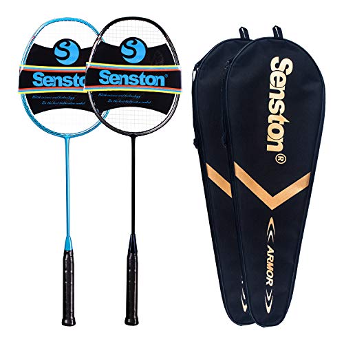 Senston N80-2 Pack Badminton Racquet, Professional Full Carbon Fiber Badminton Rackets Set with Grip