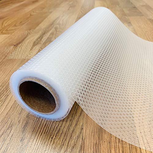 EVALAND 12 INCHES x 20 FEET (236 Inches) Non-Slip Shelf Liner, EVA Kitchen Liner, Non-Adhesive Liner, Original Smooth Shelf Liner, Durable Strong Grip Liner, Stain-Proof Shelf, Drawer, Cabinet Liner
