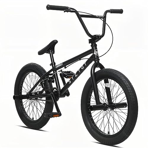 cubsala 20 Inch Freestyle BMX Bike for Age 6 7 8 9 10 11 12 13 14 Years Old Boys Teen Beginner Riders Bicycles Motorcross with Pegs, Matt Black with Black Tires