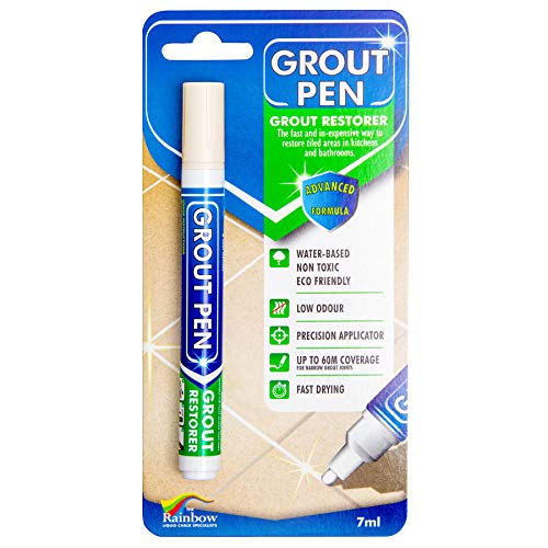 Grout Pen Ivory Tile Paint Marker: Waterproof Grout Paint, Tile Grout Colorant and Sealer Pen - Ivory, Narrow 5mm Tip (7mL)