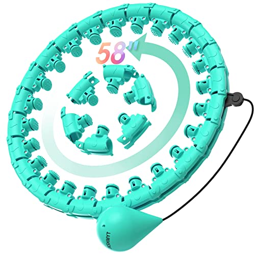 JKSHMYT Weighted Hula Circle Hoops for Adults Weight Loss, Infinity Fit Hoop Plus Size, 30 Detachable Links, Exercise Hoop for Women and Beginners (Cyan)