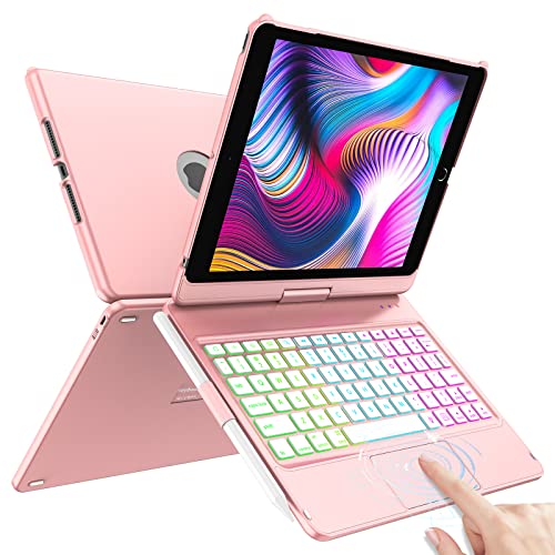 iPad Case Keyboard 10.2 - iPad Keyboard 9th Generation & 8th & 7th Gen - Touch Keyboard - 360° Rotatable Protective Cover with Apple Pencil Holder - Backlight Wireless Keyboard - iPad 9 Keyboard