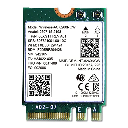 NETELY Wireless-AC 8260NGW NGFF M2 Interface 1200Mbps WiFi Adapter with Bluetooth 4.2, Intel Wireless-AC 8260NGW, Wireless-AC 2.4GHz 300Mbps & 5GHz 867Mbps WiFi Network Card (Wireless-AC 8260NGW)