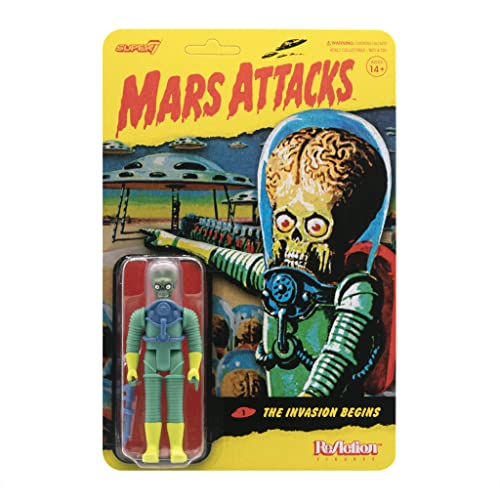 Super7 Mars Attacks Martian The Invasion Begins - 3.75' Mars Attacks Action Figure with Accessory Vintage Collectibles and Retro Toys