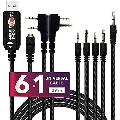 MIRKIT FTDI USB Baofeng Programming Cable 6 in 1 Model 5 for Flashing Ham Radios: Baofeng Radio, Wouxun, Kenwood, Motorola, Yaesu