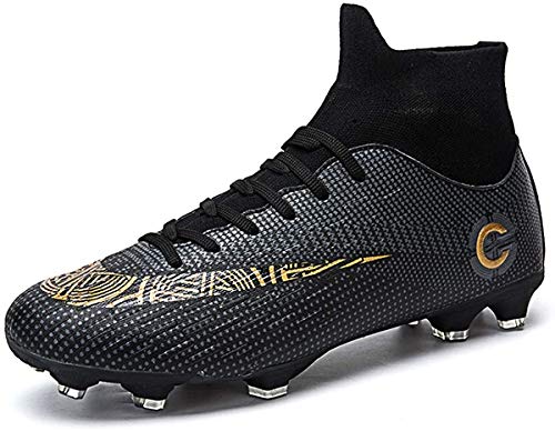 LIAOCXF Mens Football Boots Cleats Professional Spikes Soccer Shoes Competition/Training Boy's Sneakers Black