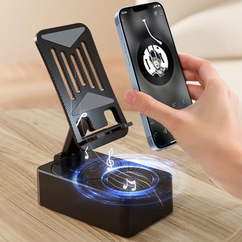 Wireless Charger with Portable Small Mini Speaker, Wireless Atmosphere Lamp, Multifunctional RGB Night Light Alarm Clock & Charging Station, App Control, Gift for Her/Him
