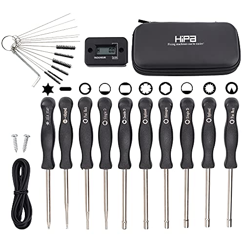 Hipa Carburetor Adjustment Tool Kit for 2 Cycle Small Engine Carb Adjusting Tool— Husqvarna Craftsman Chainsaw Echo STHIL Poulan MTD Ryobi Homelite Trimmer with RPM Tachometer Tach Meter,10 PAC
