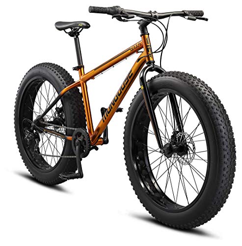 Mongoose Argus ST Adult Fat Tire Mountain Bike for Men and Women, 26 x 4 Inch Tire, 7-Speed, 17-Inch Medium Steel Frame, Mechanical Disc Brakes, Twist Shifters, Copper