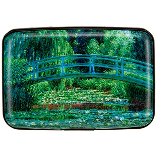 Kaabao Credit Card Holder Small RFID Blocking Wallet Business Metal Slim Mini Aluminum Hard Case for Women Men Gift (Japanese Bridge and Water Lily Pond)