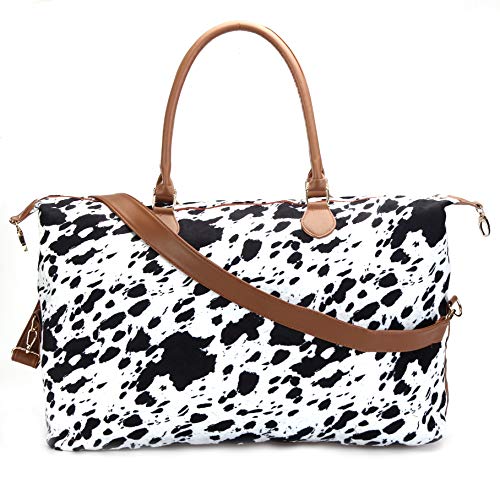 Cow Print Duffle Bag Weekender Bag For Women Travel Bag Overnight Weekend Bag Large Tote Shoulder Bag…