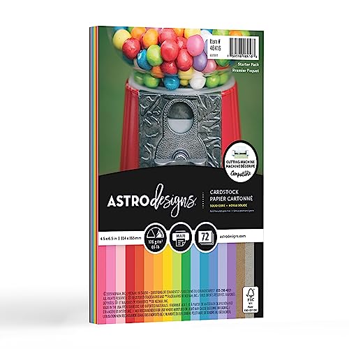 Neenah Astrodesigns/Creative Collection Starter Kit Cardstock, 4.5' x 6.5', 65 lb/176 GSM, 18-Color Assortment, 72 Sheets (46416-03)