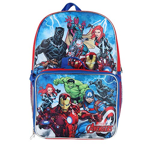 Marvel Avengers 16' Backpack With Detachable Matching Lunch Box Featuring Ant-Man, Black Panther and Other Super Heros
