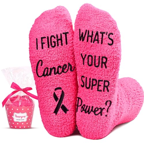 HAPPYPOP Breast Cancer Socks For Women Cancer Awareness Socks Inspirational Socks For Women, Inspirational Gifts Breast Cancer Gifts For Women Chemo Gifts
