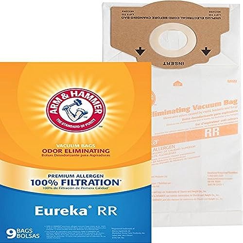 Arm & Hammer Eureka Vacuum Bag replacement for Eureka Style RR, premium allergen and odor eliminating, 9 bags