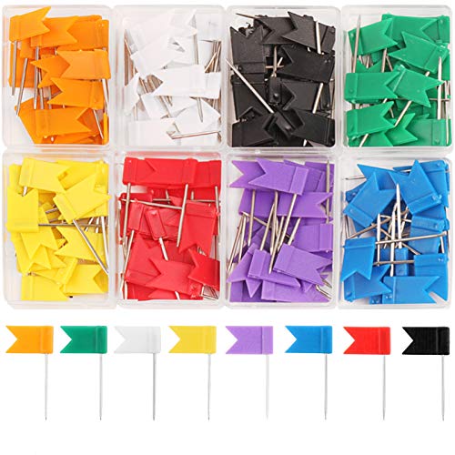 SUBANG 160 Pieces Flag Push Pins Flag Map Pins, 8 Boxes Flag Colorful Map Tacks Push Tacks for Learning Working