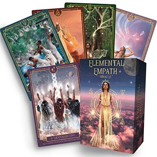 Earth Moon Magick Elemental Empath Tarot Cards Set Oracle Deck – 52 Tarot Cards with Guidebook Oracle Cards Set Promotes Clarity, Spiritual Awakening – Recycled Paper Oracle Cards with Guide Book