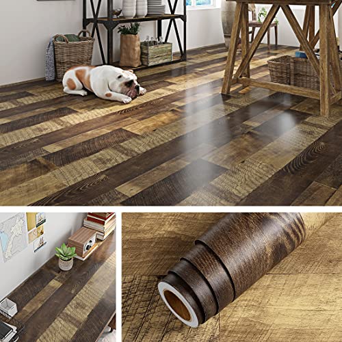 Livelynine Reclaimed Waterproof Vinyl Plank Flooring Peel and Stick Wood For Kitchen Bathroom Floor Desk Countertop Covers Accent Wall Stick on Shiplap 15.8x78.8'