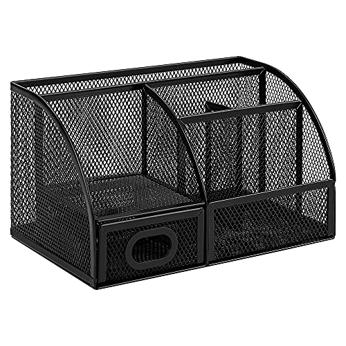 Amazon Basics Mesh Pen Holder and Organizer, Black, ‎9.1' x 5.9' x 5.5''