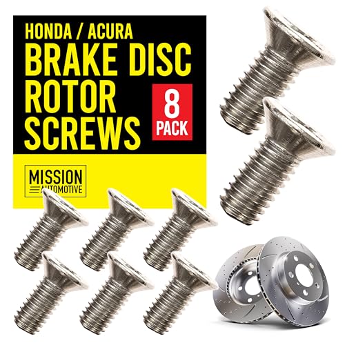 8-Pack of Rotor Screws for Brake Discs - Universal Fit for Honda, Acura, Hyundai and Kia Models - Stainless Steel Retaining Screws for Front and Rear - By Mission Automotive