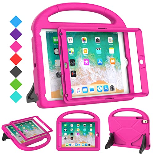 SUPLIK Kids Case for iPad 5th/6th Generation(9.7 inch, 2017/2018), iPad Air 2/1 & Pro 9.7 Case with Screen Protector, Durable Protective Cover with Handle Stand for Apple iPad 5/6 Gen, Pink