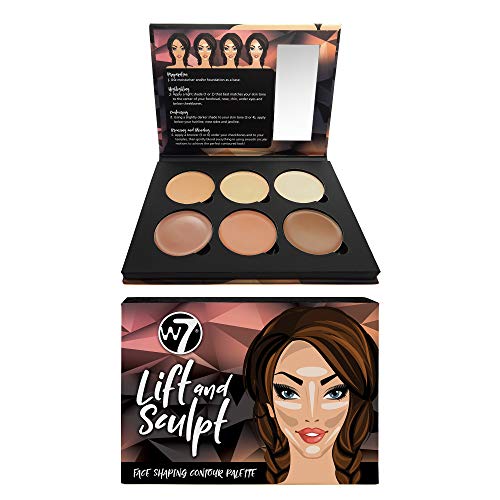 W7 Lift & Sculpt Cream Contour Kit - Concealing, Highlighting & Contouring Makeup Palette - Step-by-Step Instructions Included