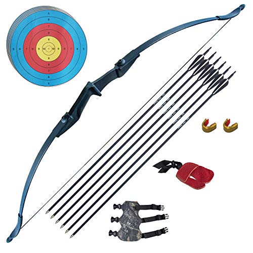 IS-TONGTU Recurve Bow Right and Left Handed,Takedown Bow and Arrows for Adult & Youth Beginner 30lb 40lb Traditional Archery Bows Set with 6pcs Arrows (40 LBS)