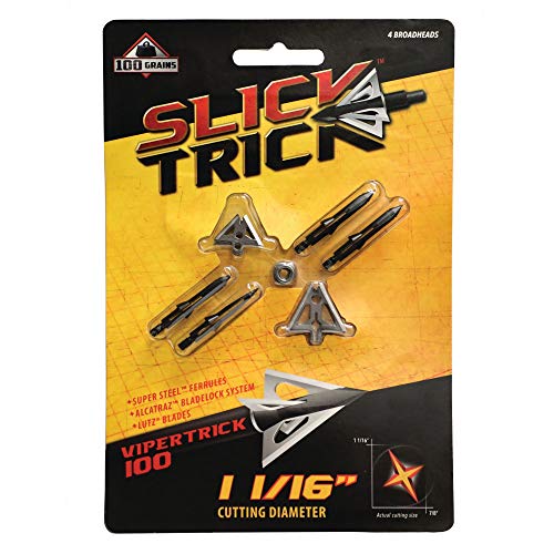 Slick Trick Viper 100 GR Broadhead (Pack of 4), 1-1/16', Black