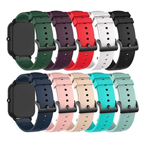 10-PACK Bands Compatible for ZOSKVEE/ Motast P22D P36B Fitness Watch Flexible Washable & Durable Classic Silicone Sport Wristbands Replacement Strap for ZOSKVEE/ Motast P22D P36B Smartwatch Women Men