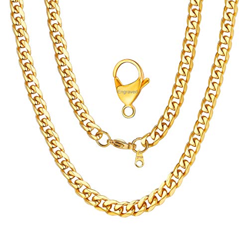 Hiphop Curb Cuban Link Chain Stainless Steel Gold Chunky Men Chain