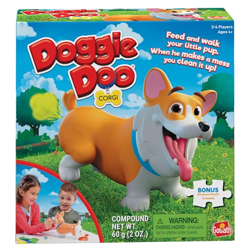 Doggie Doo Corgi Game - Unpredictable Action - Feed The Doggie and Collect His Doo to Win - Includes 24-Piece Puzzle by Goliath