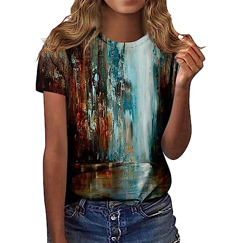 AMXYFBK Womens Spring Tops Workout Tops for Women White T Shirts for Women Womens Hiking Shirt More Than Two Genders Shirt for Sister in Law T-Shirt Bags Off The Brown L