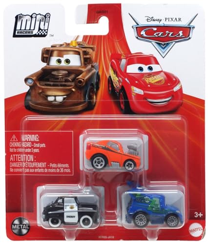 Disney Pixar Cars Mini Racers (Snot Rod - DJ - Sheriff) 3 Pack Minis New
