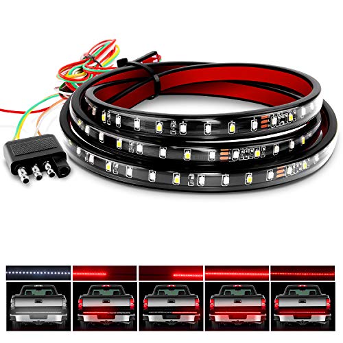 Nilight 60' Truck Tailgate Light Bar 108 LED Single Row Light Strip with Red Running Brake Lights Turn Signal White Reverse Light, 2 Years Warranty